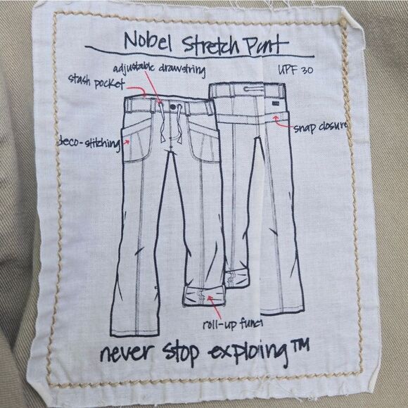 The North Face Nobel Stretch Pant khaki tan Womens Size 12 Roll Up - Picture 10 of 15